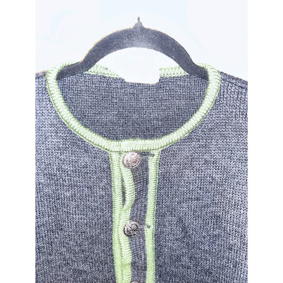 Vintage Obermeyer Wool Cardigan Gray Green Made in Germany Metal Button Sweater - Picture 5 of 9